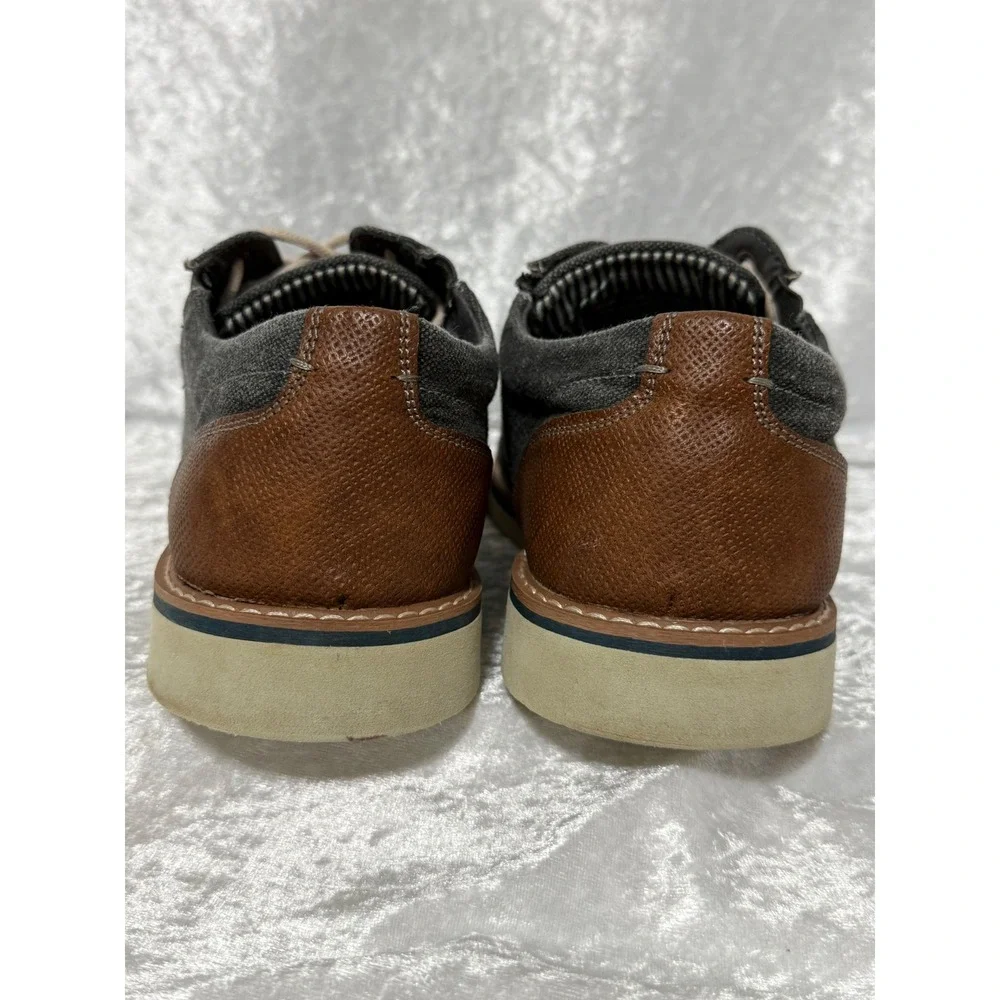 Nunn Bush Mens Barklay Canvas Oxford Comfort Gel Shoes Gray Brown  Size 8.5 W